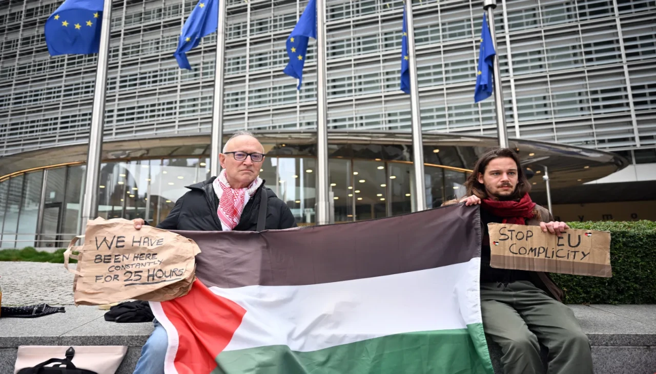 Avrupa Birliği Komisyonu önünde İsrail’e karşı protesto