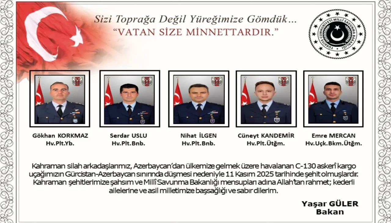 Azerbaycan-Gürcistan sınırında düşen uçaktaki şehitlerin isimlerini açıklandı