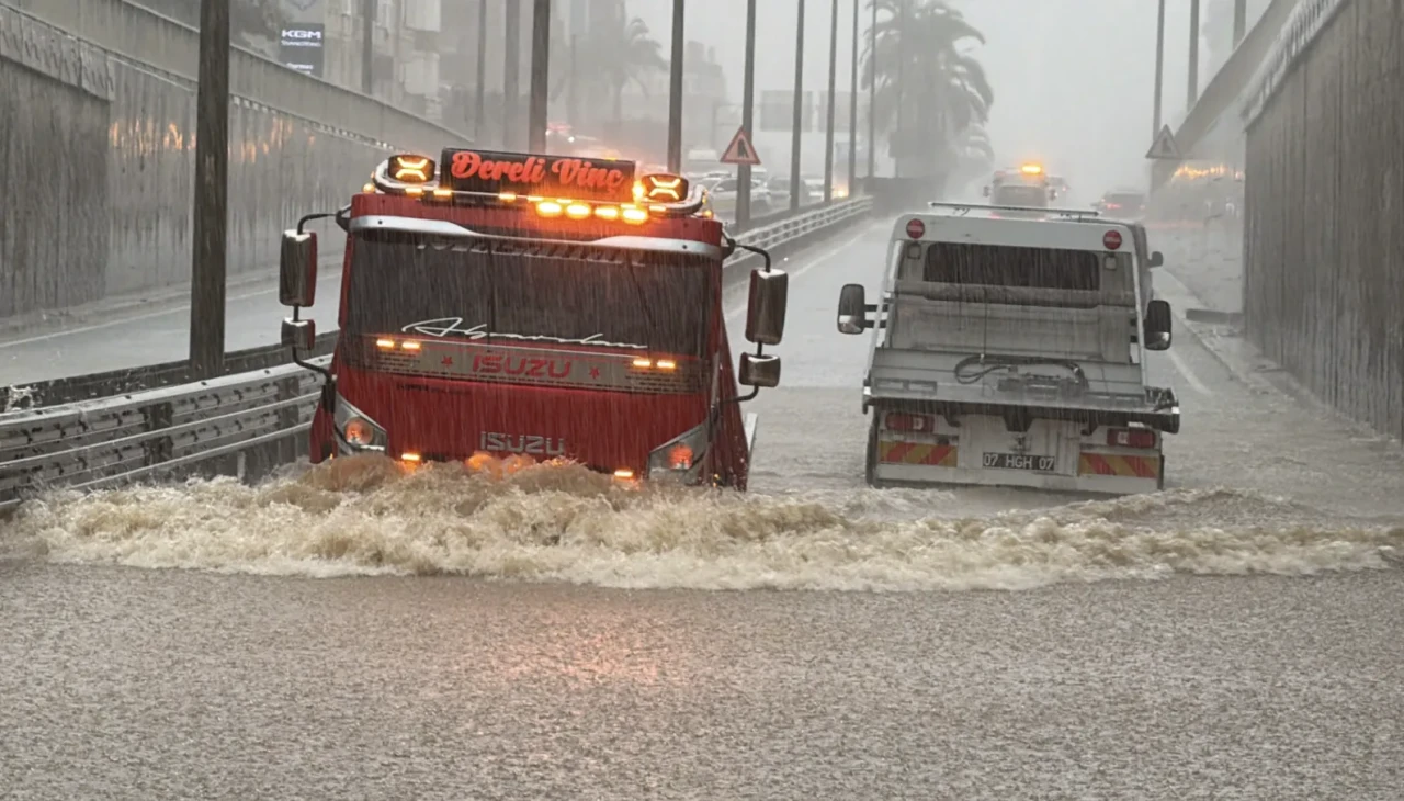Alanya'da sel felaketi: İş yerleri su altında araçlar mahsur kaldı