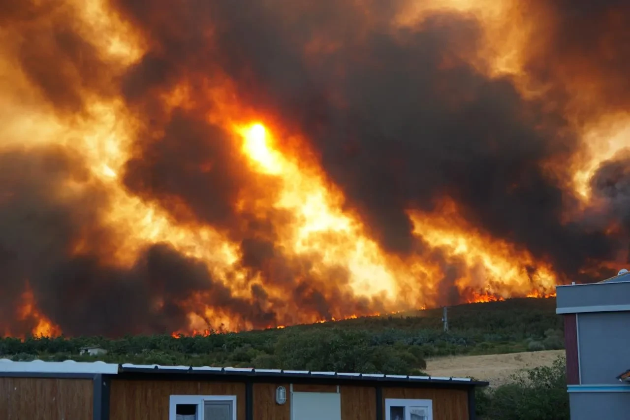 Tekirdağ'da anız yangını ormana sıçradı: Kızılcaterzi mahallesi tahliye edildi