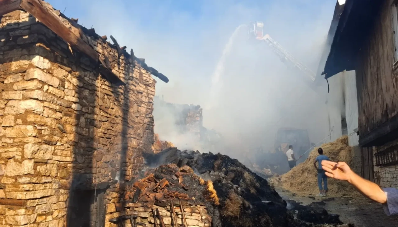 Kütahya'da köy yangını: 2 ev ve 4 samanlık kül oldu