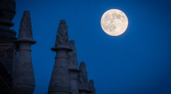 İspanya'dan muhteşem kare: Dolunay ve Immaculada Anıtı