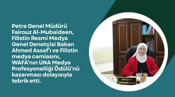 Petra Genel Müdürü'nden WAFA'ya büyük ödül tebriki: Filistin medyası için bir başarı hikayesi