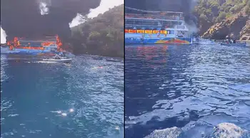 Muğla açıklarında tekne yangını: 115 kişi denize atladı