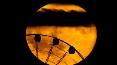 Ankara'da dolunay ile Gölbaşı'nda kartpostal gibi manzara