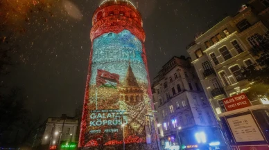 Galata Kulesi'ne Filistin kefiyesi asıldı