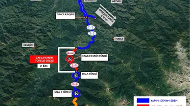 Çamlıhemşin Tüneli pazartesi trafiğe açılacak