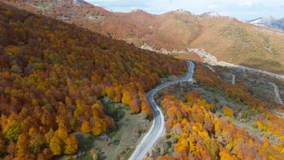 Sonbaharın güzelliği: Şebek Geçidi'nde dronla eşsiz görüntüler