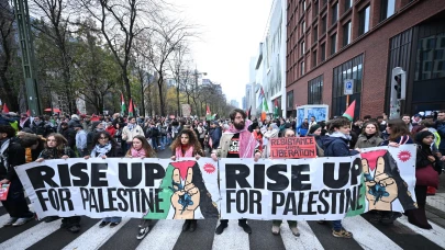 Brüksel'de binlerce kişi Gazze için sokakta: AB-İsrail anlaşmasına tepki