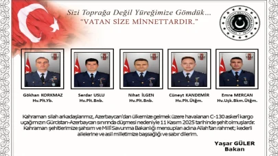 Azerbaycan-Gürcistan sınırında düşen uçaktaki şehitlerin isimlerini açıklandı