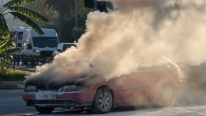 Konaklı’da seyir halindeki araç alevlere teslim oldU