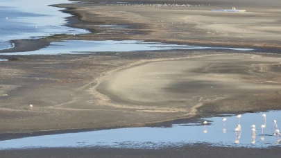 Didim'de poyraz etkisiyle deniz suları yaklaşık 300 metre çekildi