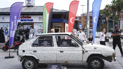 Gezici Soykırım Müzesi Eyüpsultan'da Gazze'deki katliama dikkat çekiyor