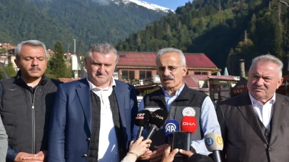 Rize'deki sel felaketi sonrası Bakanlar alanı bölgeyi inceledi