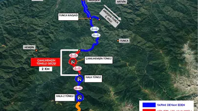 Çamlıhemşin Tüneli pazartesi trafiğe açılacak