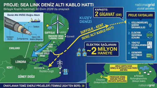 İngiltere'de 2 milyon haneye elektrik sağlayacak deniz altı kablo projesine onay