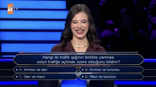 Milyoner'de zor soru: Hangi trafik ışıkları yolun açıldığını gösteriyor?