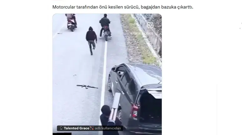Trafikte “Bazukalı” Şok! Motosikletlilerle Gerilim Sosyal Medyada Gündem Oldu
