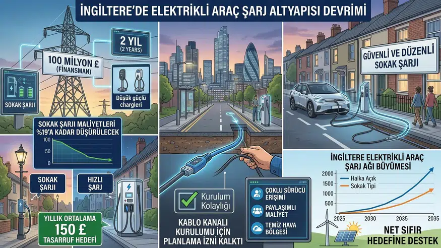 İngiltere’de Elektrikli Araç Şarjına 100 Milyon Sterlinlik Destek