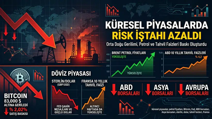 Küresel piyasalarda Orta Doğu ve petrol baskısı: Hisseler ve Bitcoin geriledi
